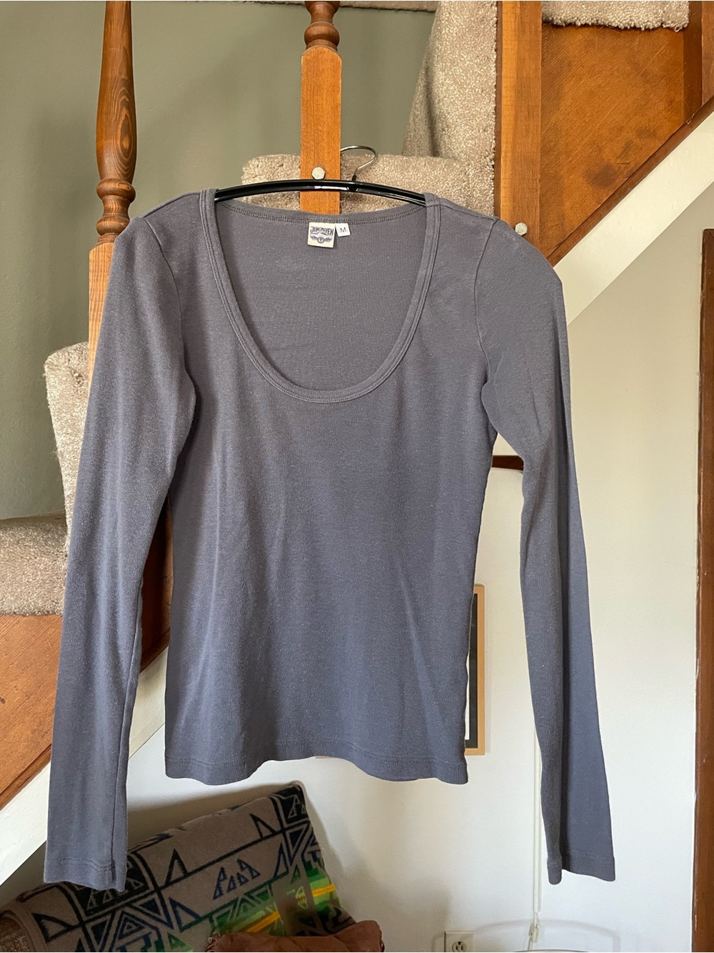 Jungmaven Scoop Neck Long-Sleeve Top - Charcoal Gray